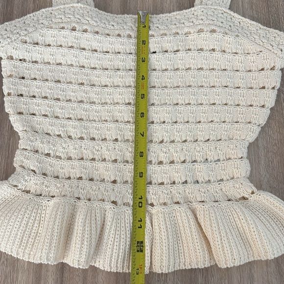New J. Crew Crochet Ruffle Sweater Tank Top Ivory Size XS Fitted - Picture 8 of 10